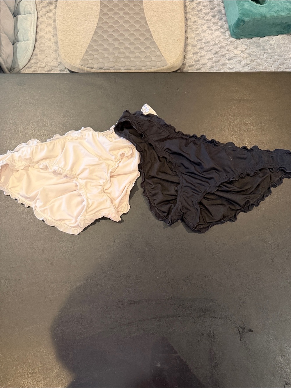Victoria's Secret Light Pink and Black Ruffle Bikini Bottoms